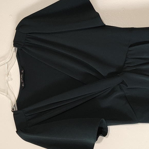 ZARA Basic Winter Green faux wrap dress size M - Picture 5 of 8